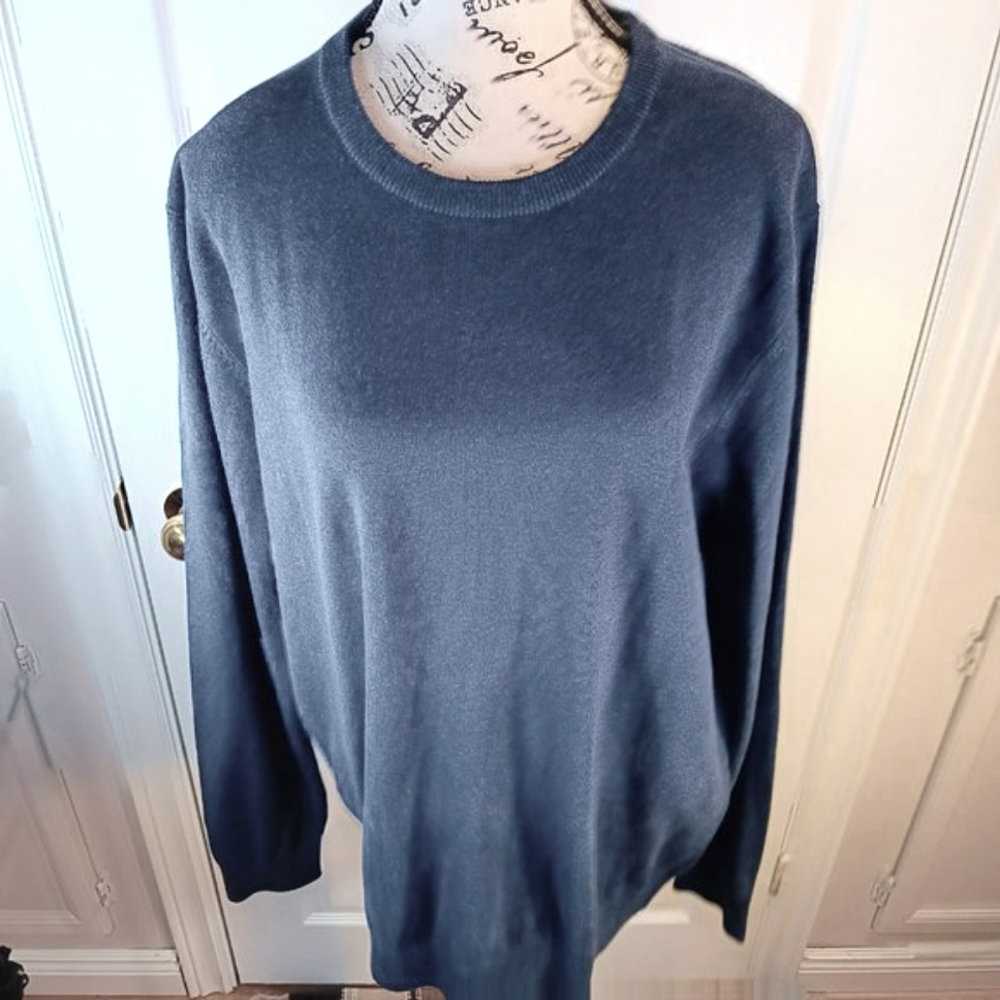 NWT Denver Hayes Men's Lightweight Knit Sweater Size L Navy Blue Crewneck - Picture 4 of 12